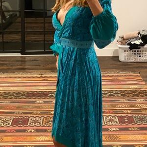 Bright teal dress